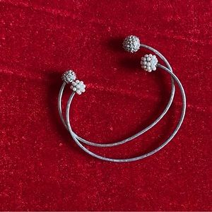 two pearl and diamond bracelet cuffs, unique design
